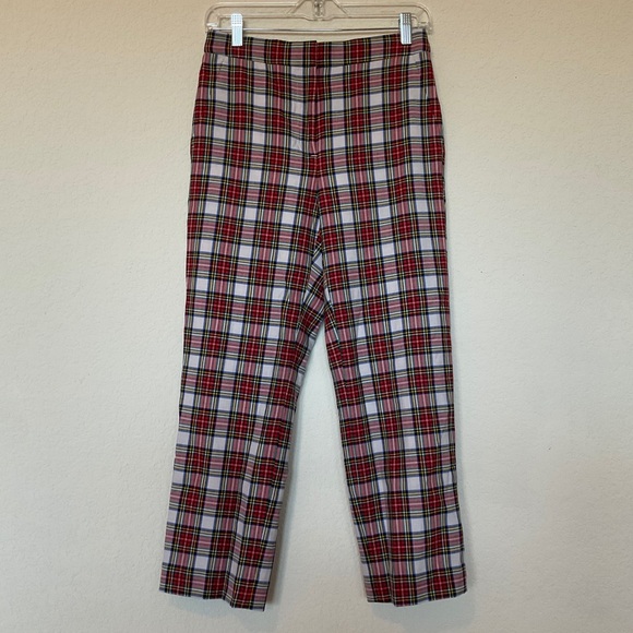 J. Crew RARE Tartan Plaid Straight Leg Stretch Flat Front High Waist Wool Pants - Picture 5 of 16